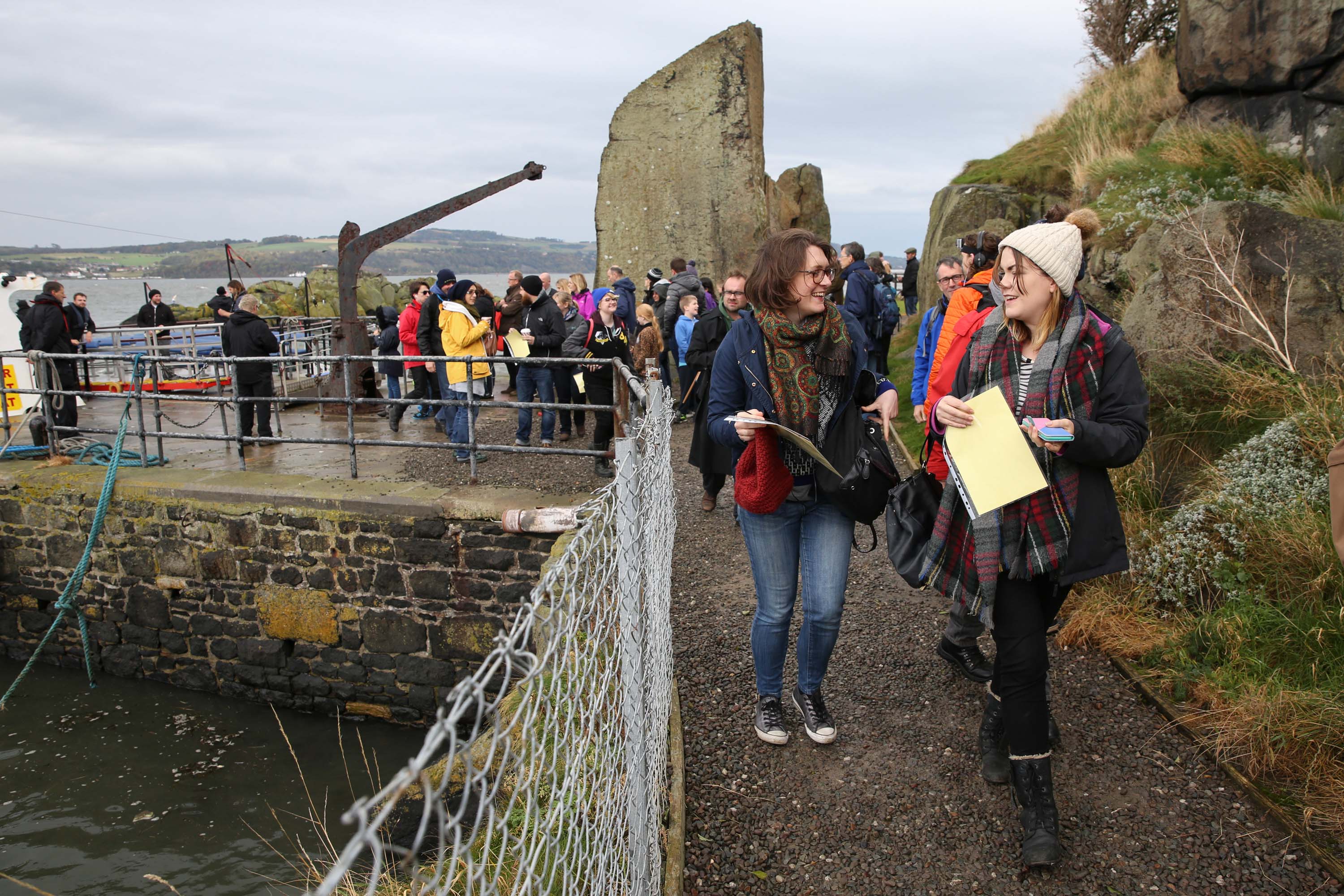Participants arrive on Inchcolm